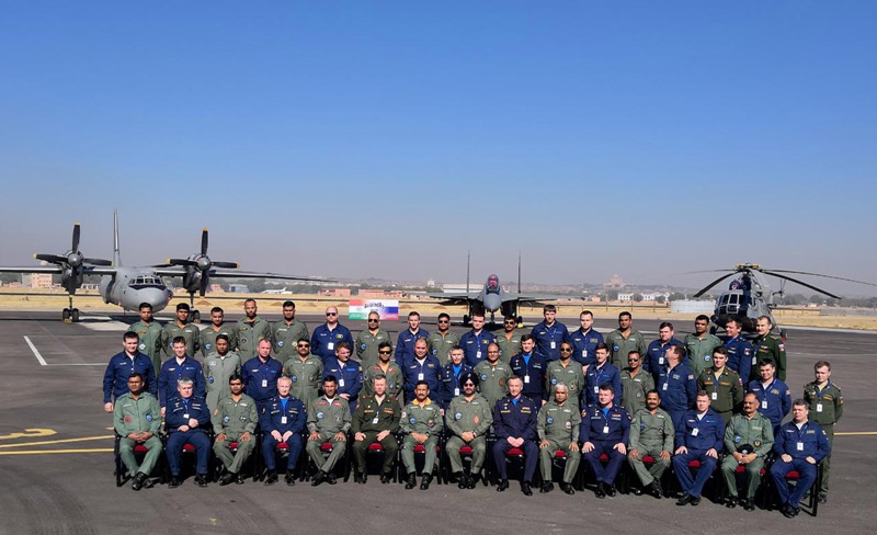 BS Dhanoa interacts with IAF and RSAF contingents of Ex AVIAINDRA-18 at Air Force Station Jodhpur