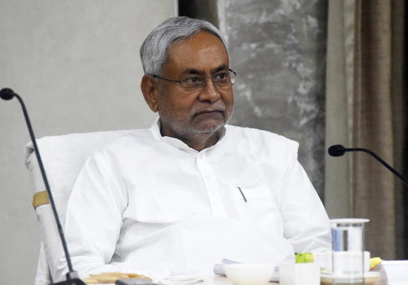 Nitish Kumar at a review meeting in Patna