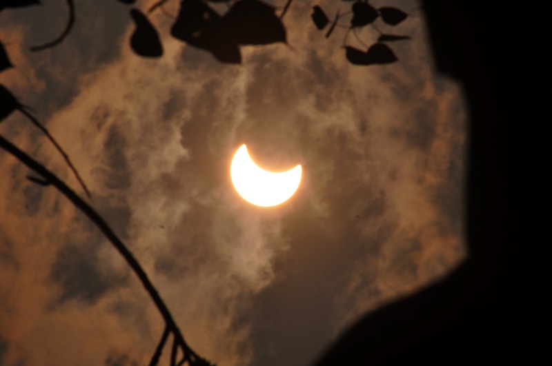 Partially eclipsed Sun on solar eclipse day in Kolkata