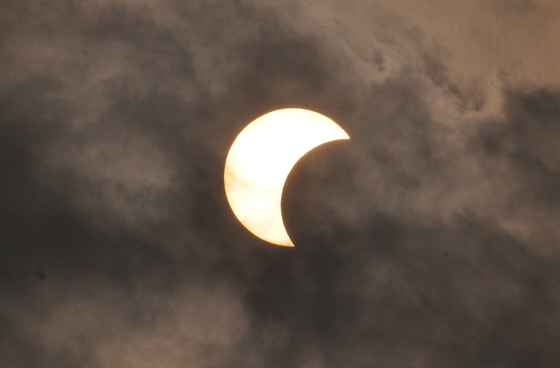Partially eclipsed Sun on solar eclipse day in Kolkata