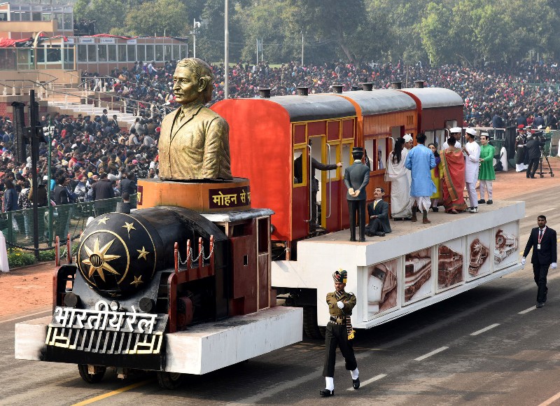CISF tableau  passes through the Rajpath during the full dress rehearsal for R-Day parade