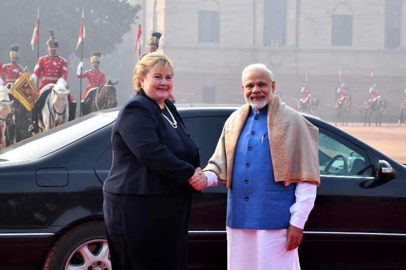 The Prime Minister of Norway Erna Solberg visits India