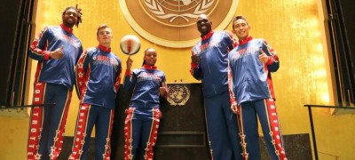 Legendary Harlem Globetrotters slam-dunk at the UN, with message that brings families, nations together