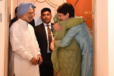 Priyanka Gandhi hugs Sheikh Hasina, says it was long 'overdue'