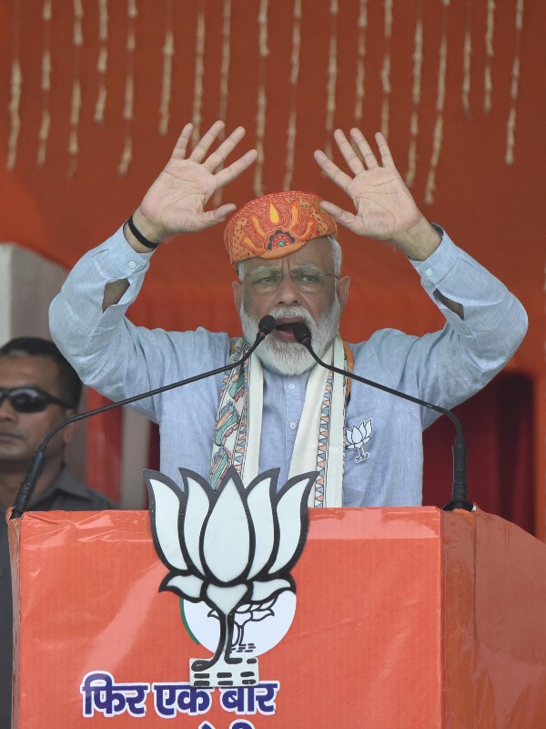 PM Modi at an election rally in Darbhanga, Bihar