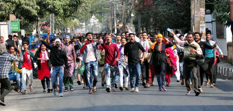 Assamese actress shouts slogans while protesting against CAB