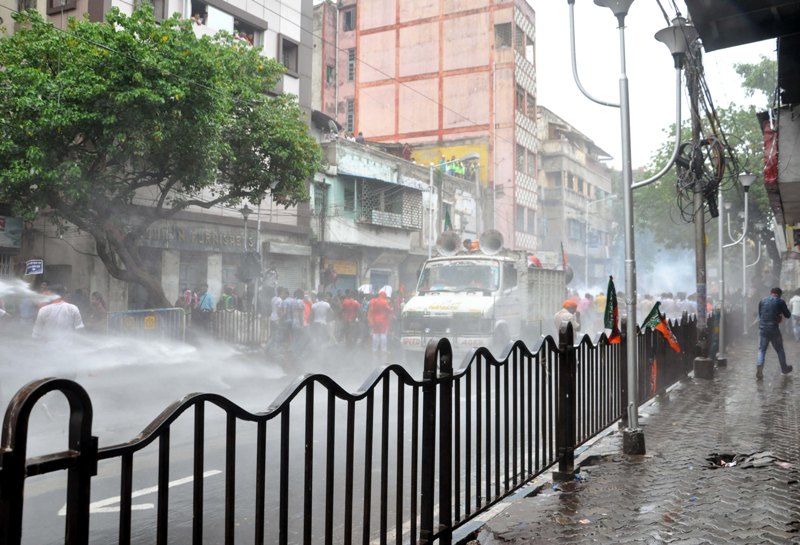 Police teargas, use water cannons to disperse Bengal BJP march towards Lalbazar