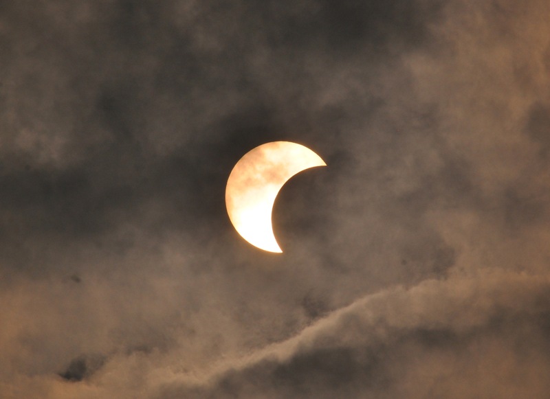 Partially eclipsed Sun on solar eclipse day in Kolkata