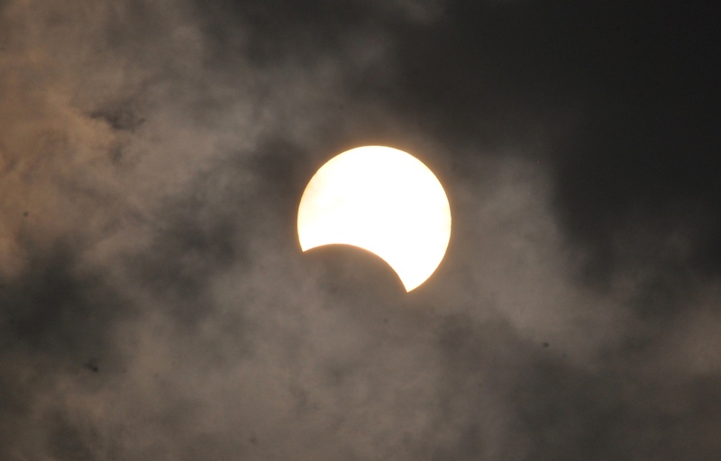 Partially eclipsed Sun on solar eclipse day in Kolkata