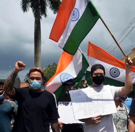 Indians of Chinese origin protest against Chinese aggression