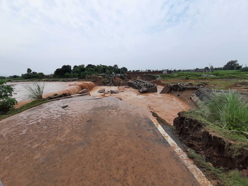 Bridge washed away due to rains in Jammu and Kashmir