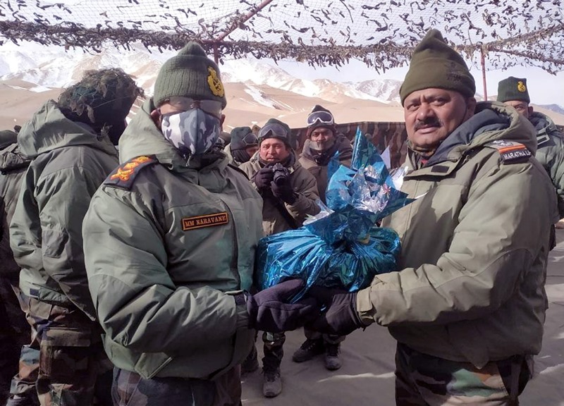 M M Naravane interacting with Fire and Fury Corps