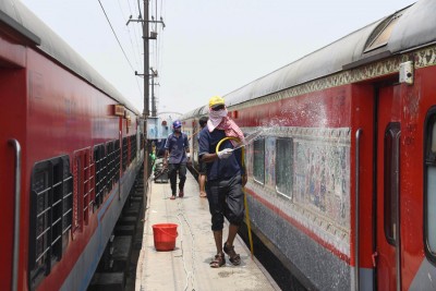 COVID-19 outbreak: Railway workers clean special trains 