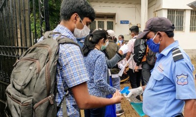 Students screened and sanitized before examinations in Belagavi