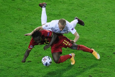 UEFA Nations League football match between Ireland, Belgium taking place