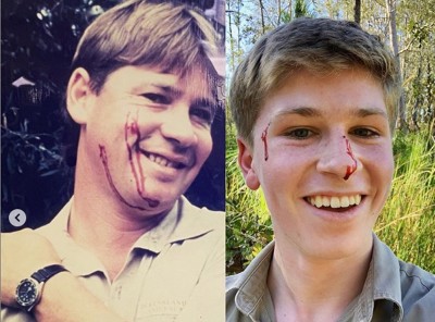 Robert Irwin following his father's footsteps as his latest video shows his daredevil encounter with a snake