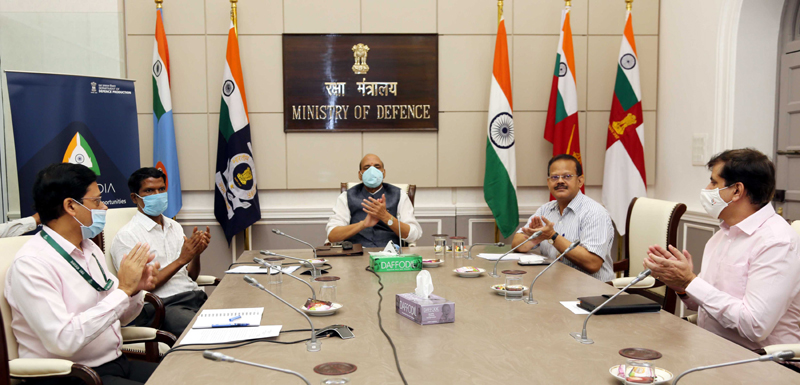 Rajnath Singh launching the Aero India 2021 website