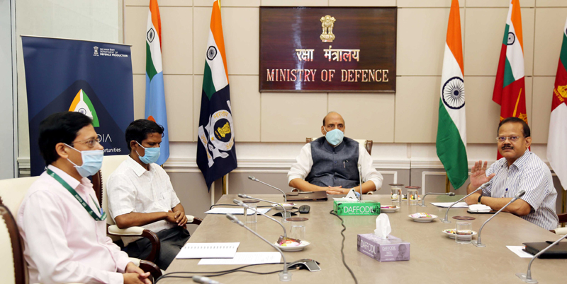 Rajnath Singh launching the Aero India 2021 website