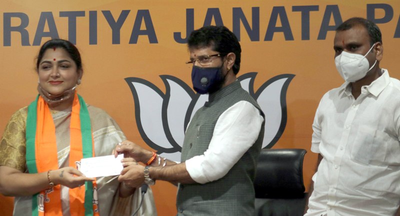 Tamil politician Khushbu Sundar joins BJP after quitting Congress