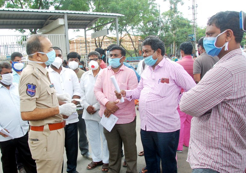 Gandhi Hospital employees protest in  Secunderabad