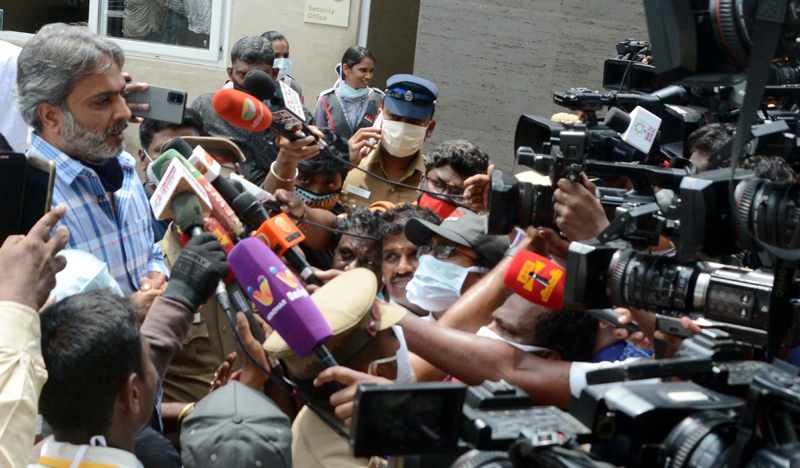 SPB Charan present outside hospital where his father S P Balasubrahmanyam died