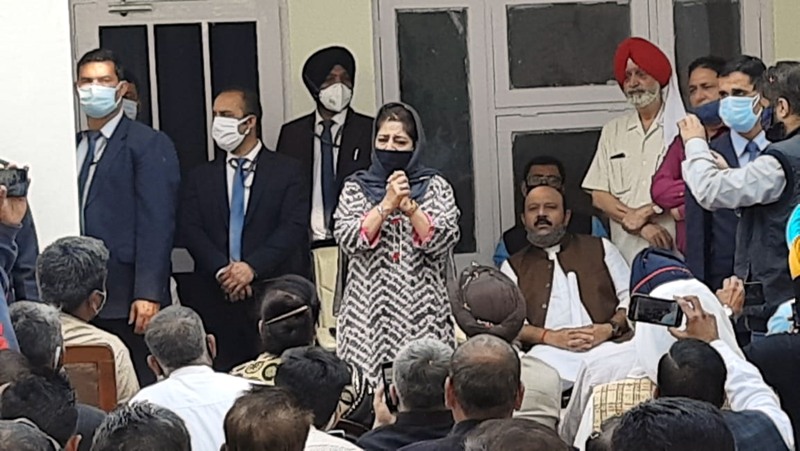 Mehbooba Mufti addresses workers in Jammu