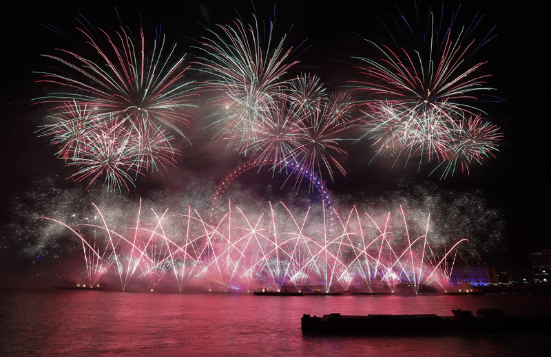Fireworks explosion over London Eye on New Year’s Eve in 2019