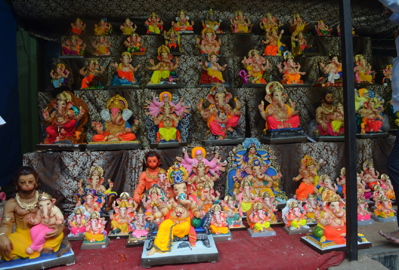 Idols of Lord Ganesha displayed for sale ahead of Ganesh Chaturthi in Hyderabad