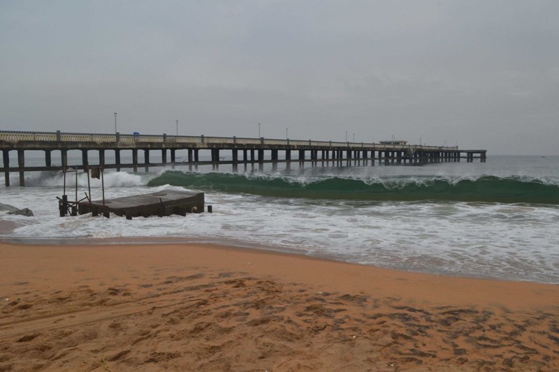 High tide rises above Valiyathura pier due to impact of Cyclone Burevi in Thiruvananthapuram