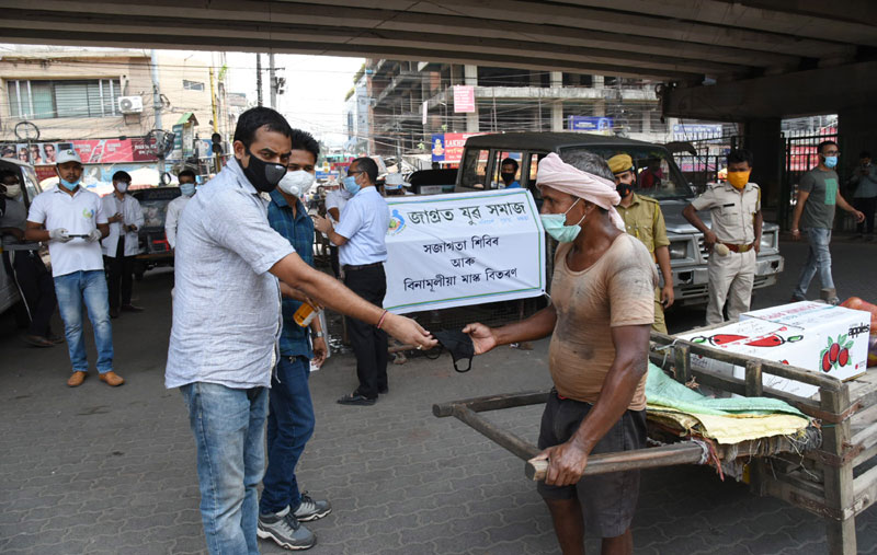 Members of NGO distributing masks in Guwahati