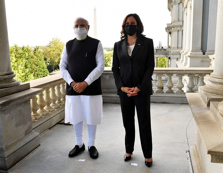 PM Modi in USA, meets Kamala Harris