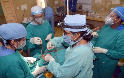 Doctors treating a Black Fungus patient in Jabalpur