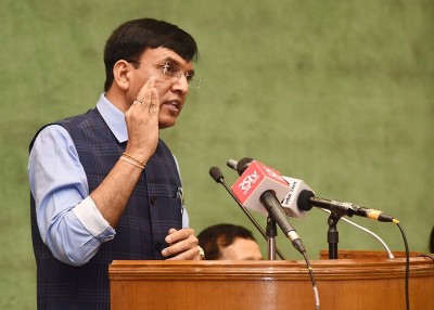 Health Minister Mansukh Mandaviya addresses sensitisation programme in Parliament