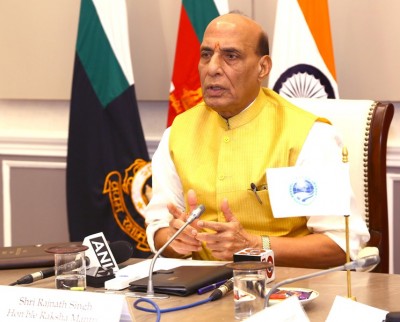 Defence Minister Rajnath Singh speaking at Shanghai Cooperation Organisation webinar