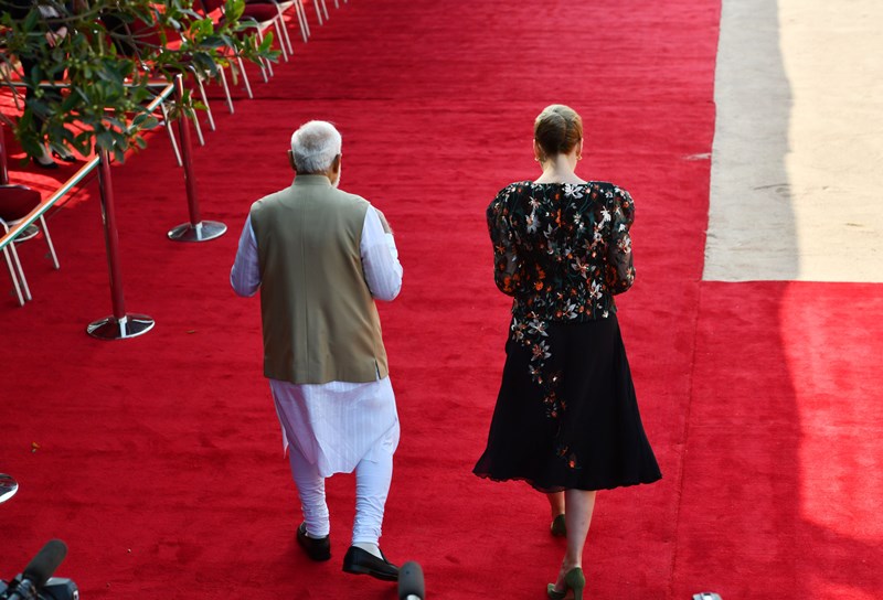 Modi receives Denmark PM at Rashtrapati Bhavan