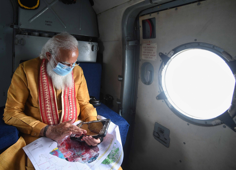 PM Modi takes aerial survey to assess Cyclone Yaas' impact on Odisha, Bengal