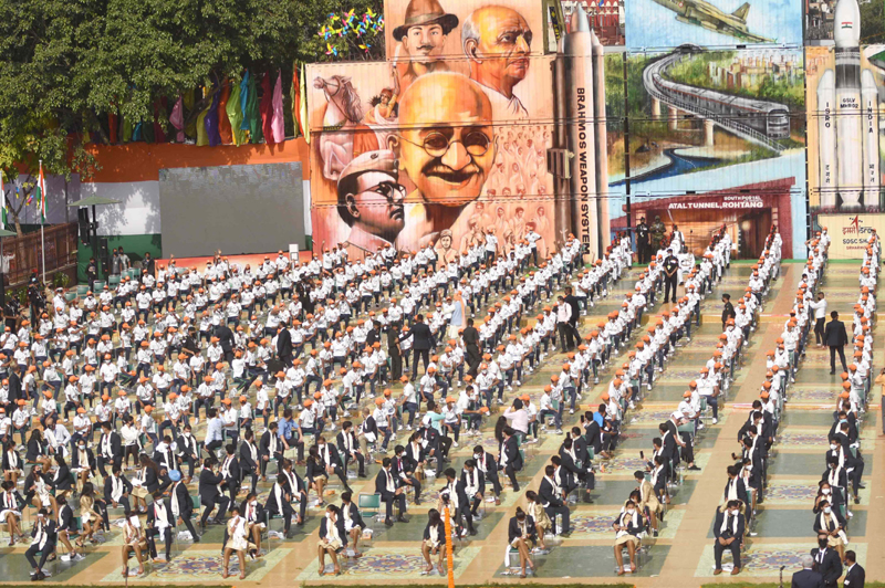 I-Day: Narendra Modi in an audience enclosure after addressing nation