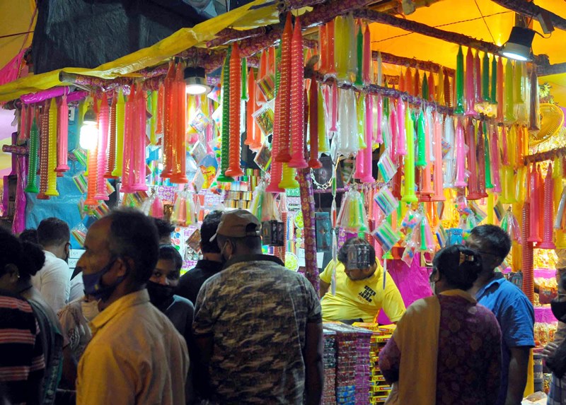 Glimpse of people buying decorative lights ahead of Diwali in Kolkata
