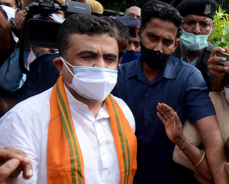 Suvendu Adhikari taken into police custody during demonstration in Kolkata