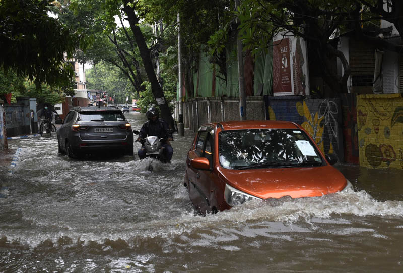 Glimpses of waterlogged roads after heavy rains in Kolkata