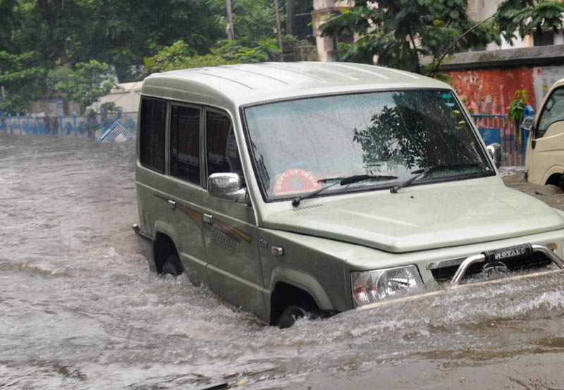 Glimpses of waterlogged roads after heavy rains in Kolkata