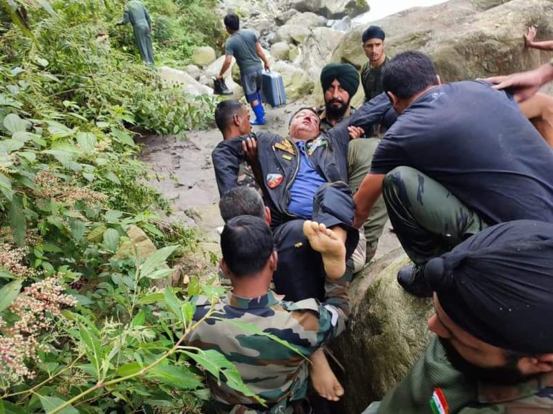 Rescue work after an Army chopper crashed in Arunachal killing pilot