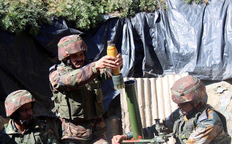 Army personnel patrolling at the Line of Control