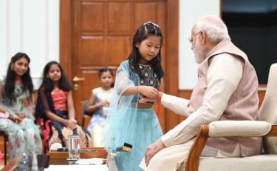 PM Modi celebrates Raksha Bandhan