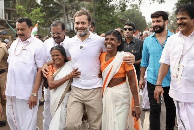 Rahul Gandhi at Bharat Jodo Yatra in Wayanad