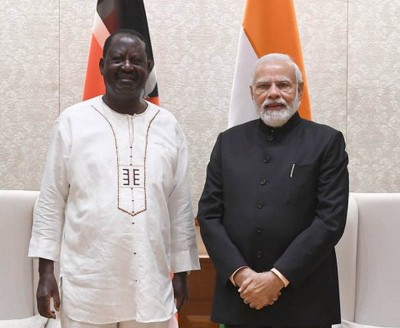 Ex-Kenyan PM Raila Amolo Odiga meets Narendra Modi