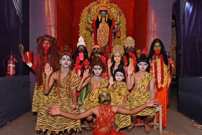 Kids dress as Maa Kali, Lord Shiva in Kolkata pandal during Kali Puja