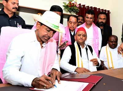 KCR launches Bharat Rashtra Samithi party office in New Delhi