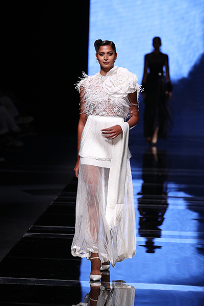 Shahab Durazi presents his black and white collection at the Lakme Fashion Week 2022