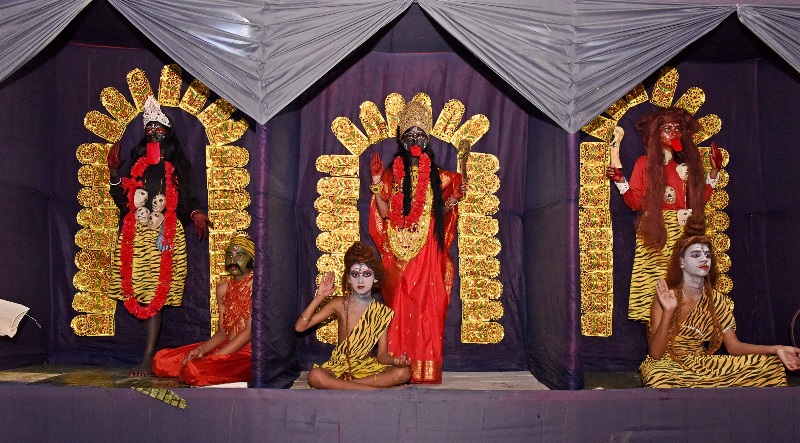 Kids dress as Maa Kali, Lord Shiva in Kolkata pandal during Kali Puja